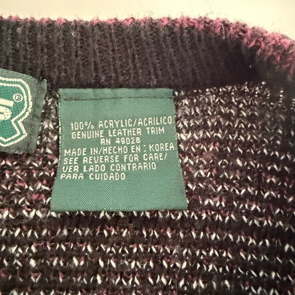 90s Campus Sweater Bold Blue, Black and Burgundy Crew Neck Vintage - Picture 4 of 10